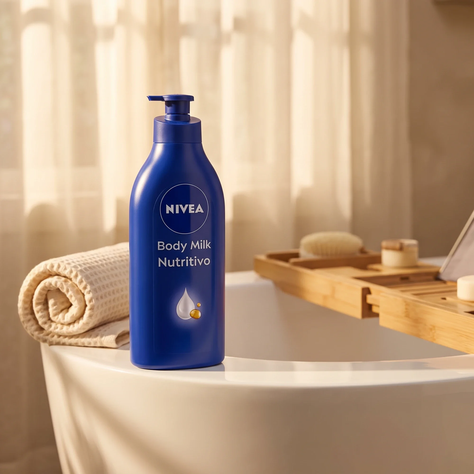 Body milk on a bathtub ledge
